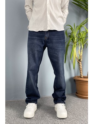 Alışveriş Sokağı Lacivert Taşlanmış Jean - Kot Pantolon Regular Kalıp