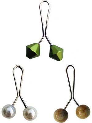 Venüs Shopping 3 Adet Tesettür Eşarp ve Şal Klipsi Inci Beyaz Hardal Yeşil