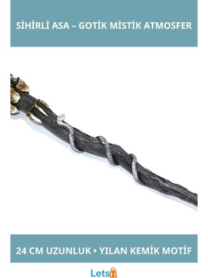Letsii Polyester Sihirli Asa Yılan Kemik Detaylı 24 cm Gotik Dekoratif Aksesuar