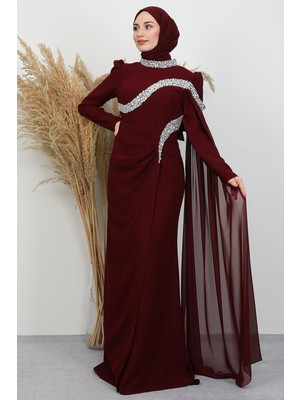 Hanzade Krep Abiye Bordo