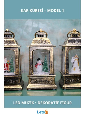 Letsii Yılbaşı Temalı Işıklı Müzikli Kar Küresi 15X7 cm