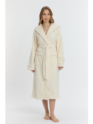 Mulberry Triga Kapüşonlu Kadın Bornozu %100 Pamuk