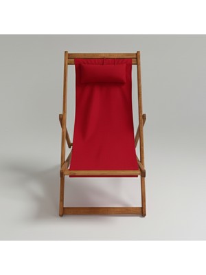 Marangozgiller Ahşap Dinlenme Koltuğu, Katlanır Şezlong Kırmızı Minderli Tv Koltuğu ve Sandalyesi