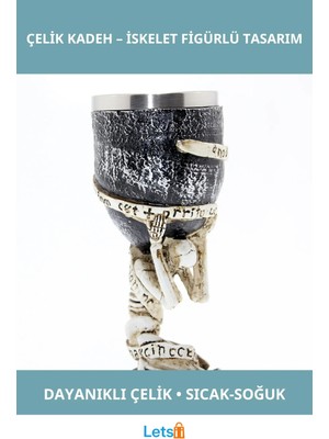 Letsii Tasarım Paslanmaz Çelik Kadeh Bardak Şık Iskelet Figürü