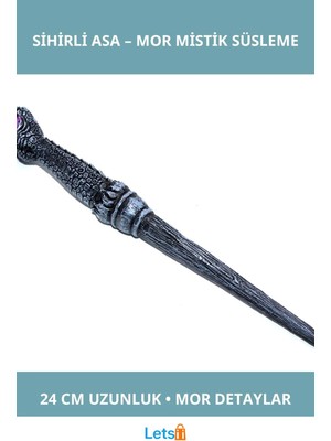 Letsii Polyester Sihirli Asa 24 cm Mor Detaylı Cosplay Dekorasyon