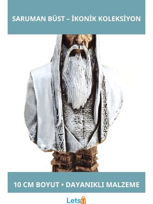 Letsii 10 cm Polyester Saruman Büst Yüzüklerin Efendisi Figürü