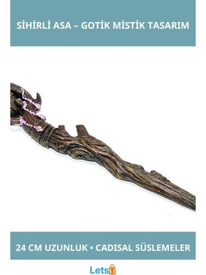 Letsii Polyester Sihirli Asa 24 cm Gotik Cadı Aksesuarı