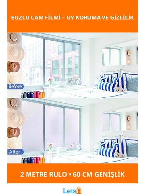 Letsii Uv Engelleyici Buzlu Cam Filmi 2 Metre x 60 cm