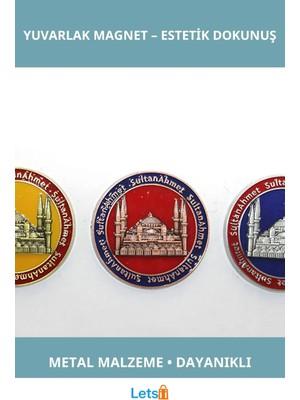 Letsii Yöresel Sultanahmet Yuvarlak Tasarım Magnet Dayanıklı Metal
