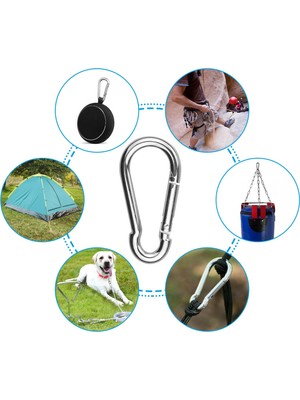 Ege Çelik Halat Karabina 14 mm Yaylı Kanca Galvanizli Olta Dağcılık Kamp Malzemeleri Salıncak Anahtar Askı 1 Adet