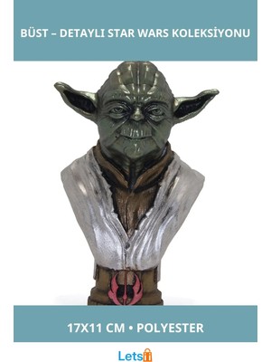 Letsii Yoda Büst Star Wars Koleksiyonu Için Detaylı Polyester Figür