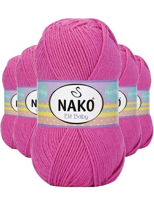 Venüs Shopping 5 Adet Elite Baby El Örgü İpi Tüylenmeyen Bebek Yünü Çöl Gülü 5278