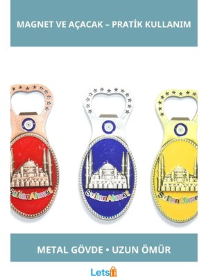 Letsii Yöresel Sultanahmet Magnet ve Açacak Şık Metal Hediye