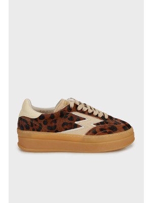 Moaconcept Leopar Desenli Deri Sneaker Ayakkabı Bayan Ayakkabı MG653CO1