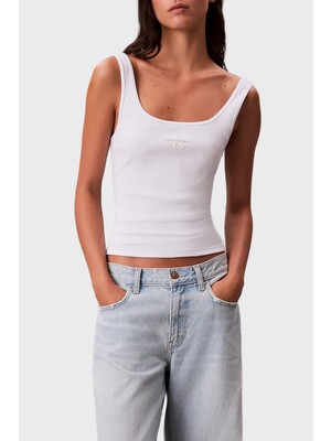 Calvin Klein Fitilli Logolu Pamuklu Slim Fit Yuvarlak Yaka Atlet LV047A804GYAA Bayan Atlet LV047A804G Yaa