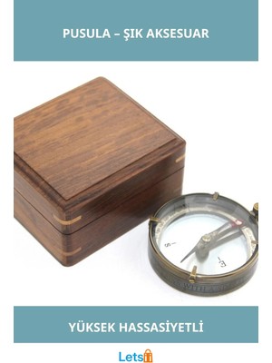 Letsii Şık Ahşap Kutulu Pirinç Pusula Yüksek Hassasiyetli Yön Belirleme