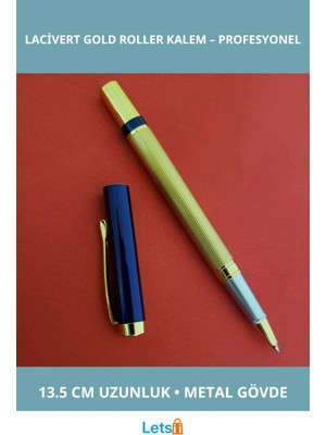 Letsii Şık Lacivert Gold Tasarım Roller Kalem 13.5 cm