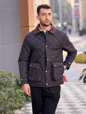 Rocqerx X-2033 Yaka Garni Detaylı Astarlı Kapitone Mont