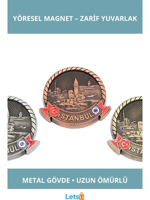 Letsii Şık Yuvarlak Metal Istanbul Yöresel Magnet