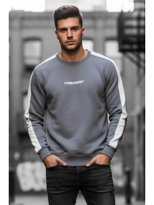 Oksit Comsumc Üç Iplik Şardonlu Bisiklet Yaka Erkek Sweatshirt