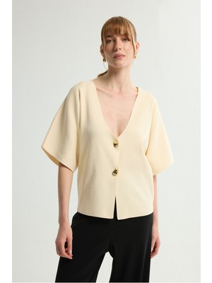 Love My Body V Yaka Triko Hırka Vanilya 134L9642000