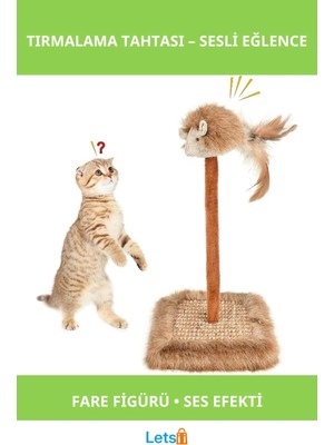 Letsii Sesli Oyuncaklı Kedi Tırmalama Tahtası 26CM Eğlenceli Oyun