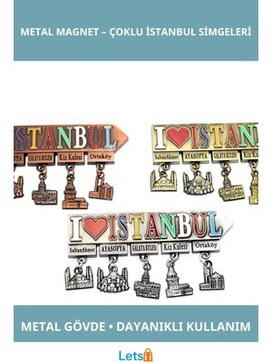 Letsii Istanbul Temalı Metal Magnet Sultanahmet, Ayasofya, Galata ve Kız Kulesi Tasarımlı