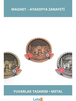 Letsii Ayasofya Desenli Şık Metal Istanbul Yöresel Magnet