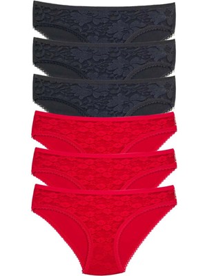 Venüs Shopping 6 Adet Önü Dantelli Transparan Kadın Slip Külot S21