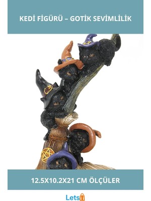 Letsii Sevimli Gotik Polyester Kedi Figürü 12.5X10.2X21 cm