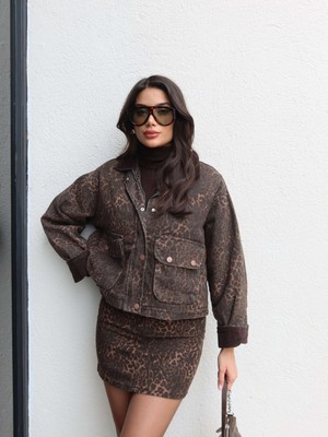 Esra Helvacı Leo Denim Kadife Yaka Ceket