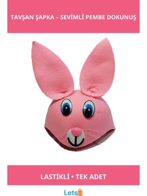 Letsii Pembe Renk Çocuk Tavşan Şapkası Rahat ve Şık
