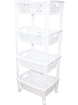 Venüs Shopping 4 Katlı Sepet Düzenleyici - Raf Ünitesi Tekerlekli 400X295X960MM (4887)