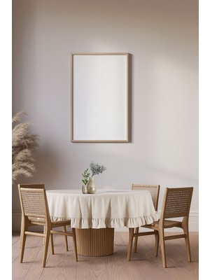 fersuay Buldan Pamuklu Keten Yuvarlak Fırfırlı Masa Örtüsü