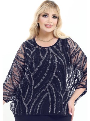 Ladies First  Büyük Beden 4003 Lacivert Bluz+Bady Ikili Takım