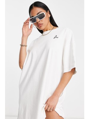 Nike Jordan Essentials Oversize T-Shirt Dress Kadın Oversize Tişört Elbise Beyaz
