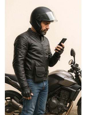 Akgüneş Motogaraj Motorcu Telefon Çantası Kemerden Bağlanabilir