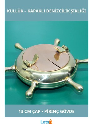 Letsii Pirinç Dümenli Kapaklı Vintage Küllük 13 cm