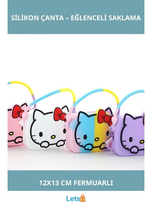 Letsii Sevimli Hello Kitty Silikon Mini Çanta 12X13 cm