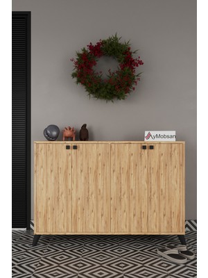 Aymobsan Artemis 4 Kapaklı 3 Raflı Ayakkabılık Atlantik Çam