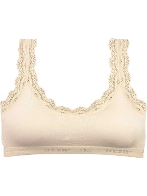 Venüs Shopping Dantel Nakış Işlemeli Pedli Bambu Kadın Büstiyer Krem
