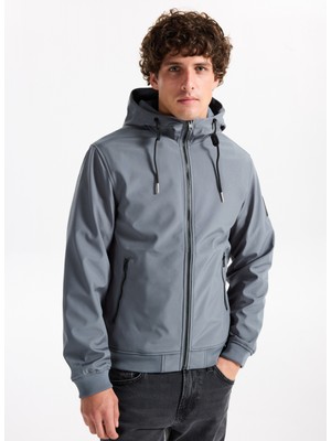 Jack & Jones Gri Erkek Mont 12236300_JJEBASIC Softshell Hood No