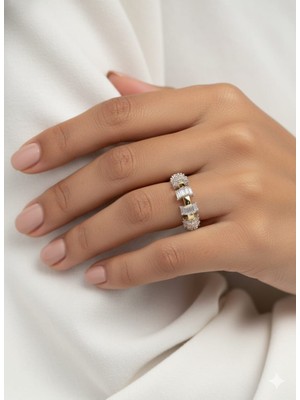 925 Ayar Papatya Silver Pırlanta Modeli Ayarlanabilir Baget Yüzük.rose.gold.rodaj