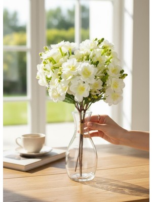 Nettenevime Yapay Çiçek Beyaz Yasemin Çiçeği Demeti 4 Dallı Buket 40*20CM