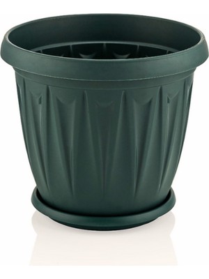 Loremp Saksı Yuvarlak Balkon ve Iç Mekan Saksısı 3,5 Lt Antrasit