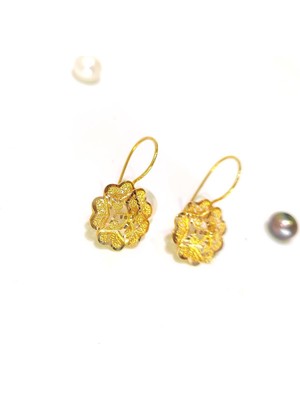 Genel 18MM Gül Sallanan Küpe 14 Ayar Altın Hd Videolu