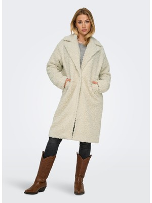 Only Krem Kadın Kaban Onlcatalına Shaggy Coat Cs Otw