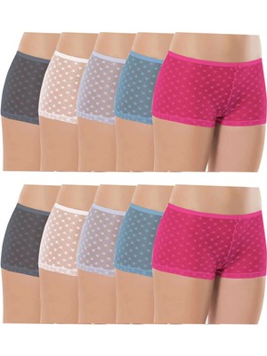 Venüs Shopping 10 Adet Kadın Komple Tül Dantel Boxer Külot