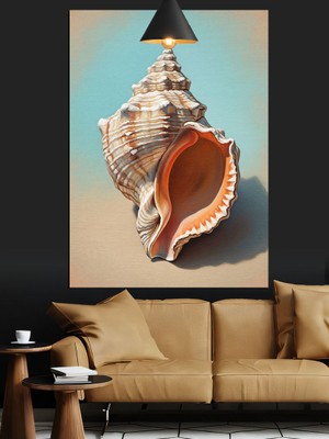 Tablomega Sahilde Deniz Kabuğu Dekoratif Kanvas - Mdf Ahşap Tablo