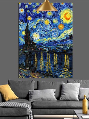 Karizma Tablo Yıldızlı Gece Van Gogh Dekoratif Kanvas - Mdf Ahşap Tablo